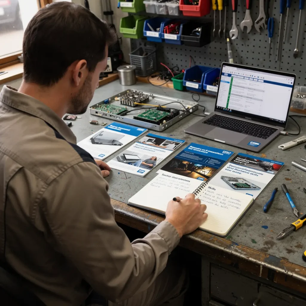 Phone repair training scene illustrating best phone repair courses in 2026 (expert-vetted) with real devices, tools, and hands-on learning context