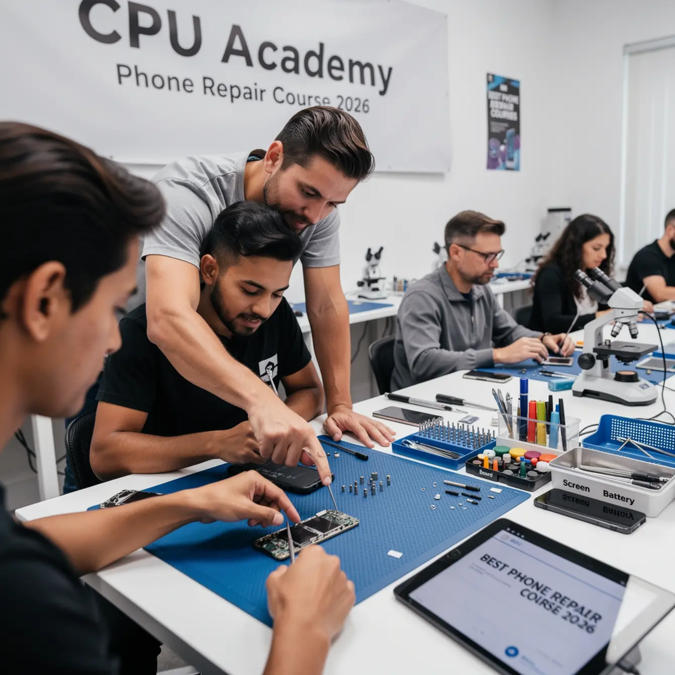Best Phone Repair Courses in 2026 (Expert-Vetted) — body photo 2 showing Instructor Teaching Over Shoulder
