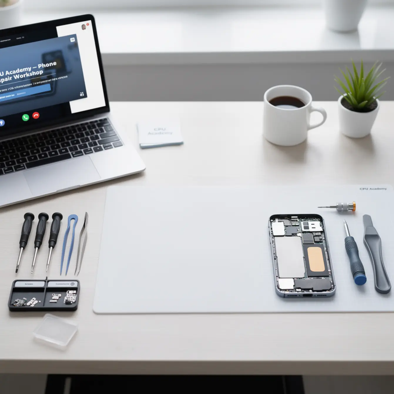 Best Phone Repair Courses in 2026 (Expert-Vetted) — body photo 3 showing Clean Light Desk Background