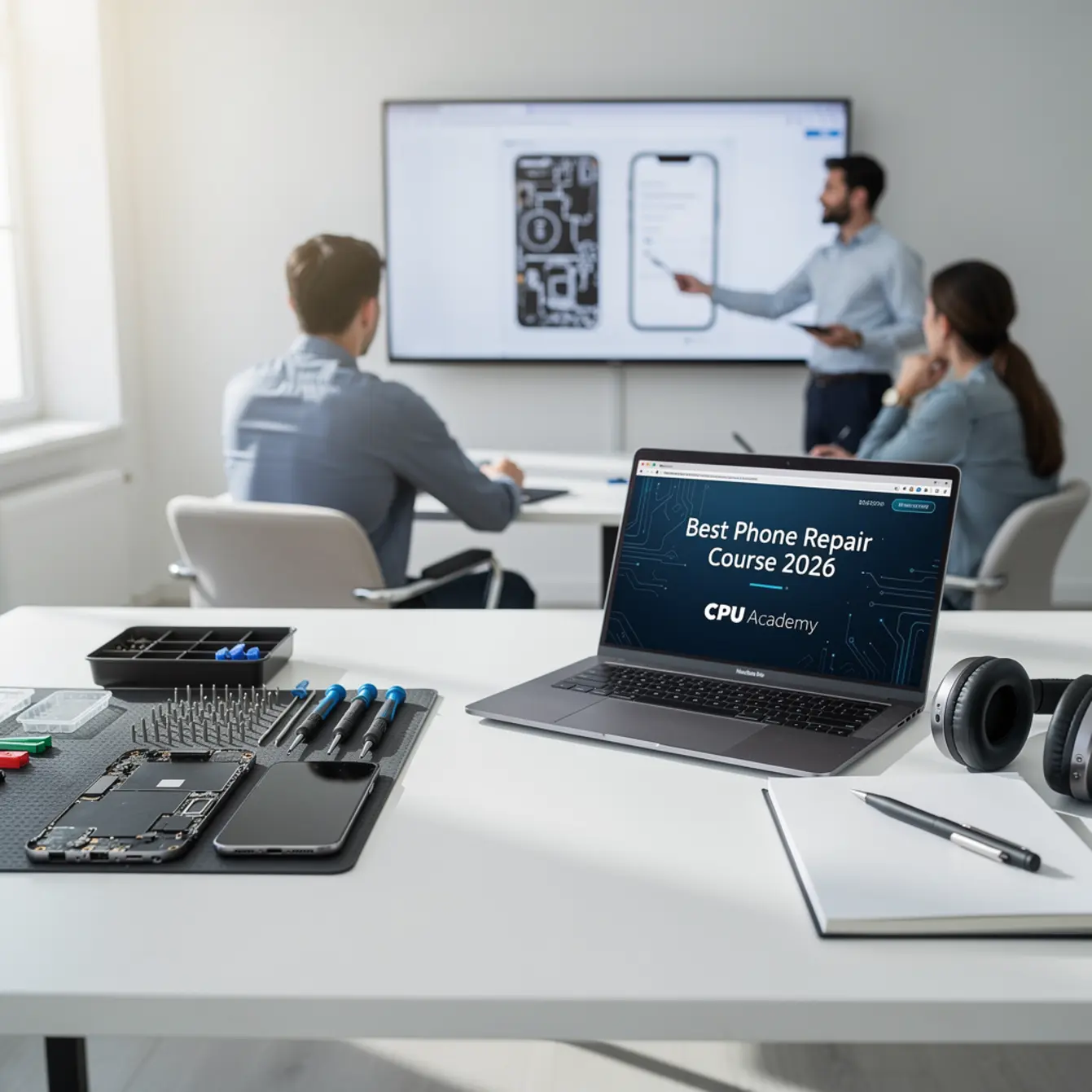 Best Phone Repair Courses in 2026 (Expert-Vetted) — body photo 3 showing Clean Light Desk Background