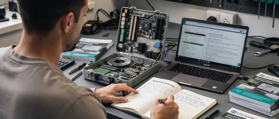 Phone repair training scene illustrating best phone repair courses in 2026 (expert-vetted) with real devices, tools, and hands-on learning context