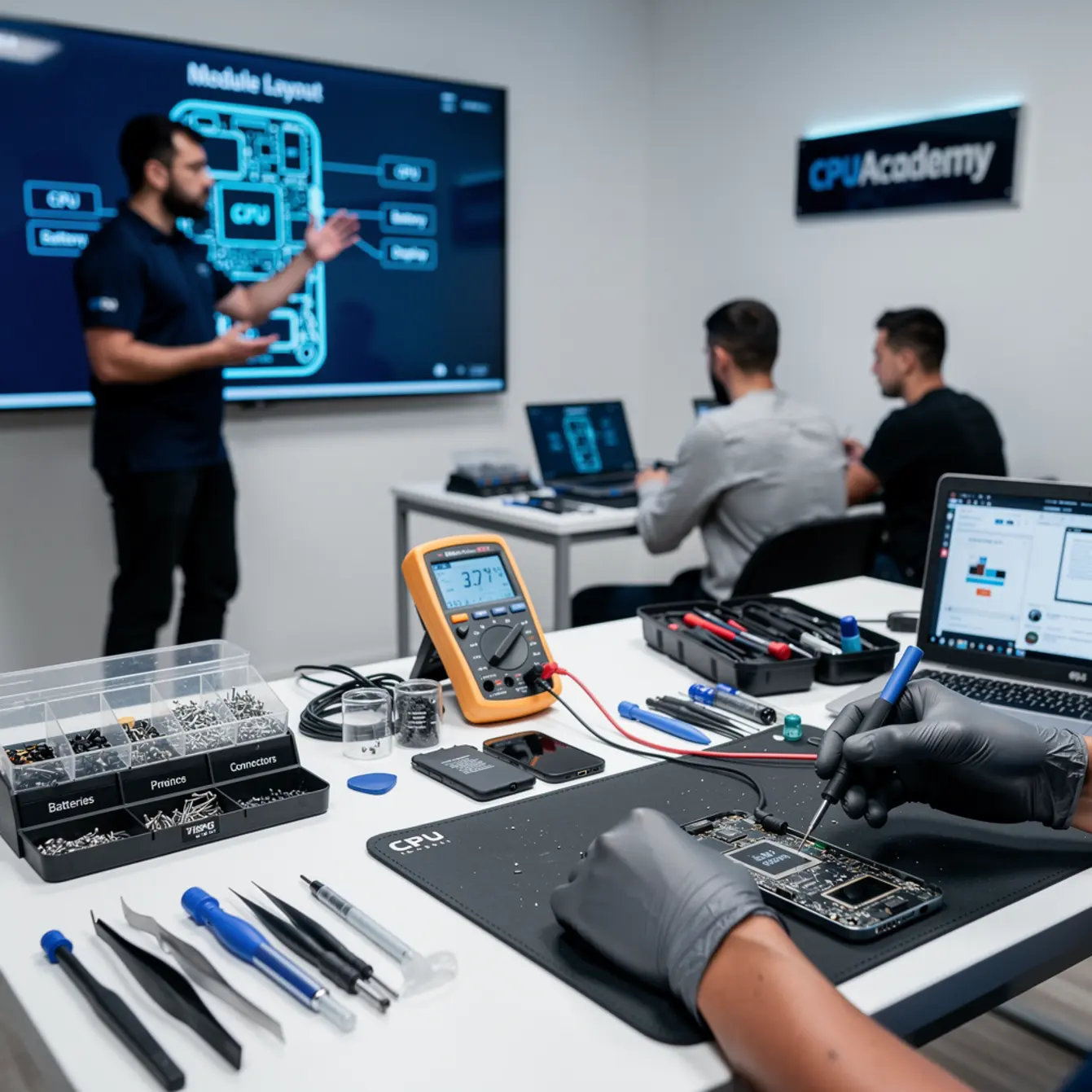 Best Phone Repair Courses in 2026 (Expert-Vetted) — body photo 1 showing Wide Repair Bench Hero