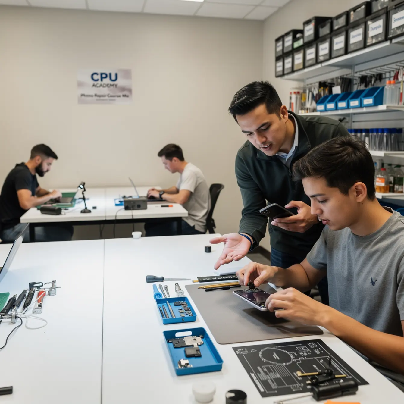 Phone Repair Course Near Me - Online vs Near Me: Choosing a Phone Repair Course in the US — body photo 1 showing Wide Repair Bench Hero