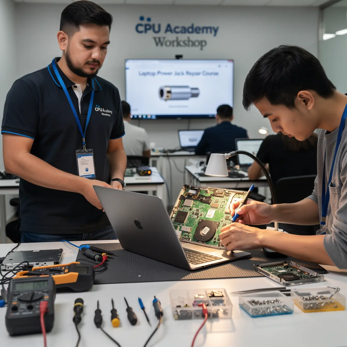 Laptop Power Jack Repair Course - Power Jack and Charging Port Repair Course: What You Need to Know — body photo 1 showing Laptop Open Bench Repair