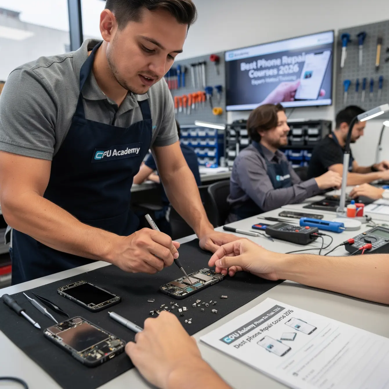 Best Phone Repair Courses in 2026 (Expert-Vetted) — body photo 2 showing Instructor Teaching Over Shoulder