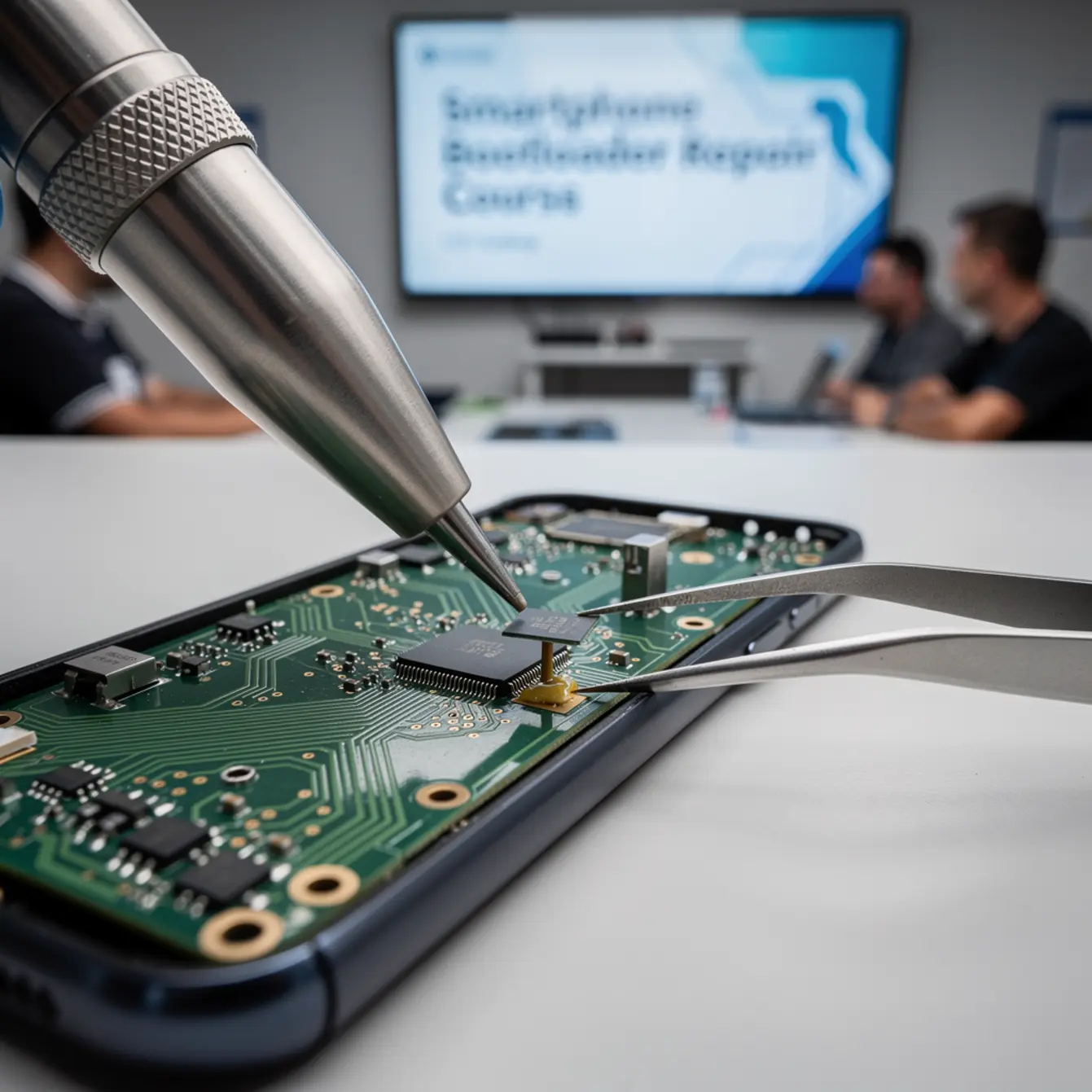 Smartphone Bootloader Repair Course - Bootloader and Firmware Repair: A Policy-Safe Beginner Guide — body photo 2 showing Hot-Air Rework Action Shot