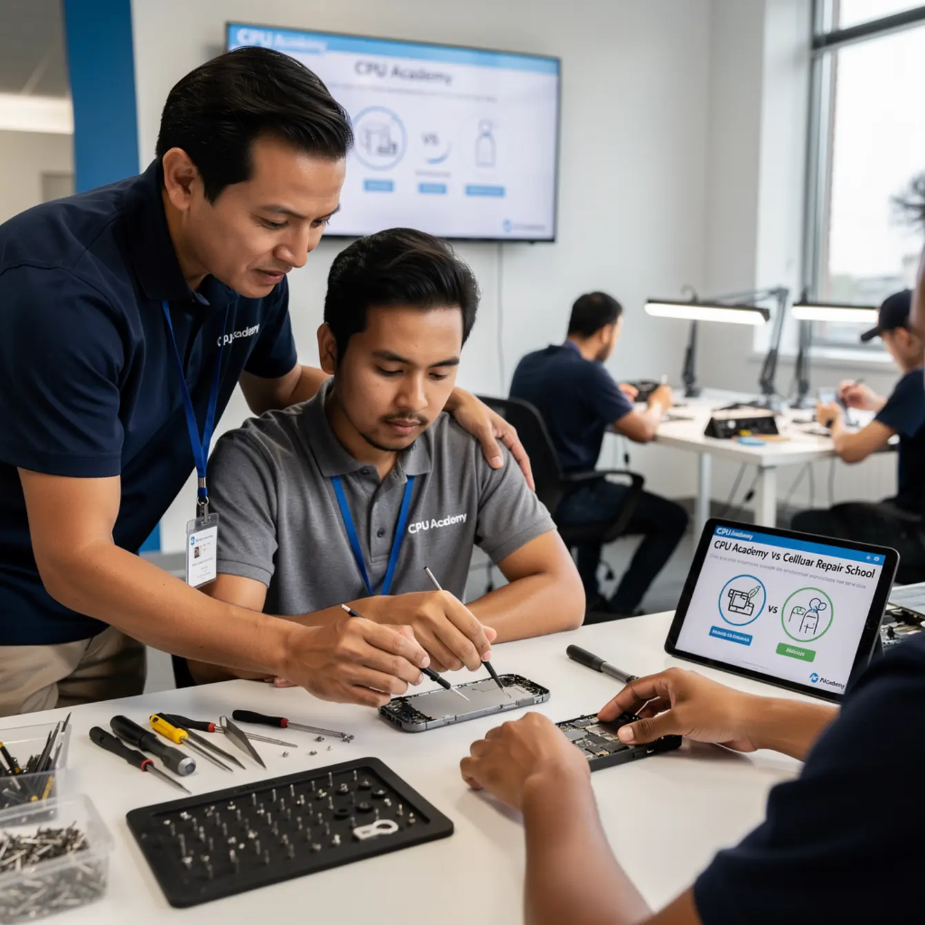 CPU Academy vs Cellular Repair School: Which Is Right for You? — body photo 2 showing Instructor Teaching Over Shoulder