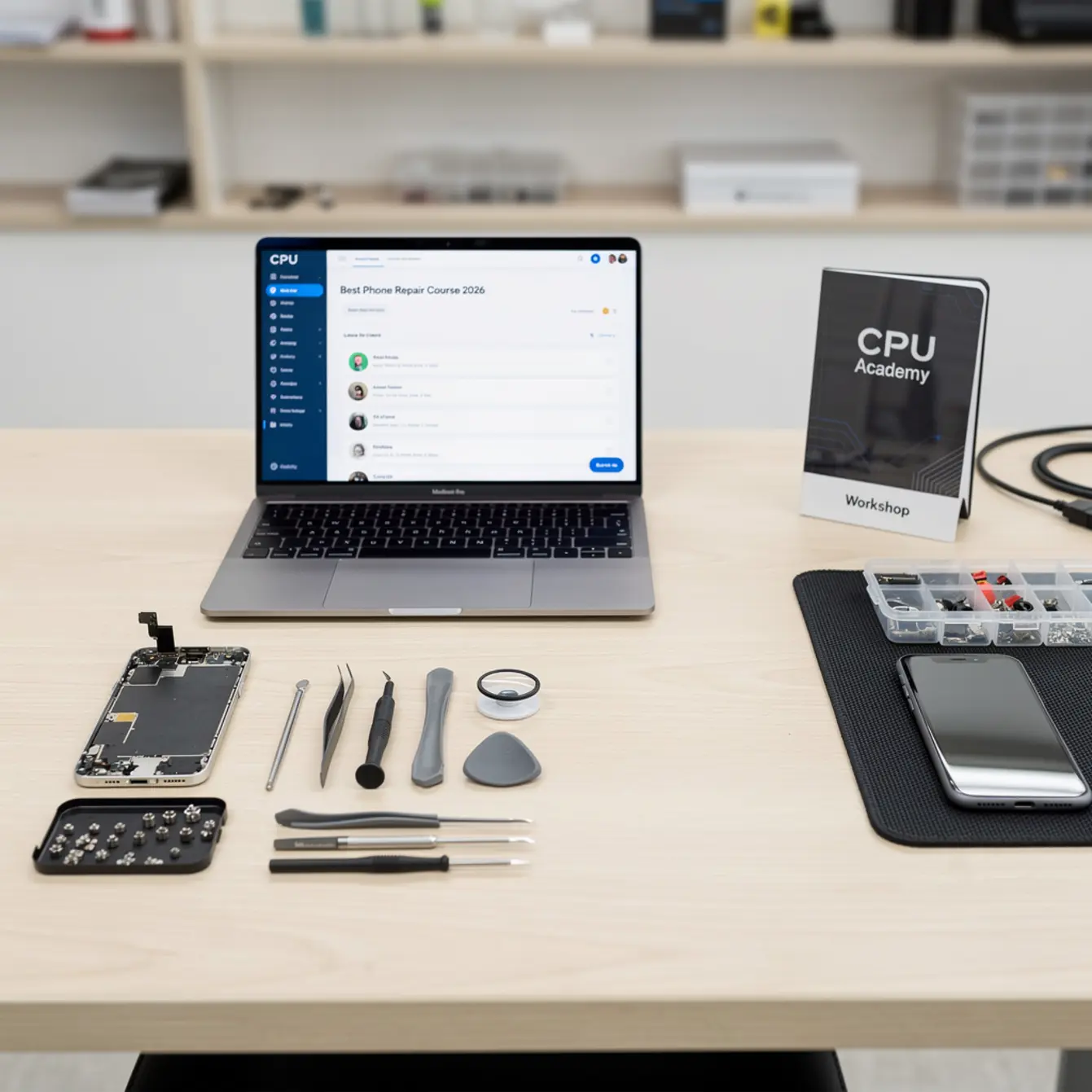 Best Phone Repair Courses in 2026 (Expert-Vetted) — body photo 3 showing Clean Light Desk Background
