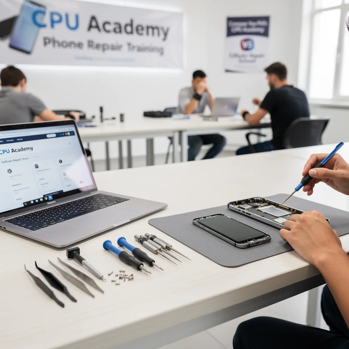 CPU Academy vs Cellular Repair School: Which Is Right for You? — body photo 3 showing Clean Light Desk Background