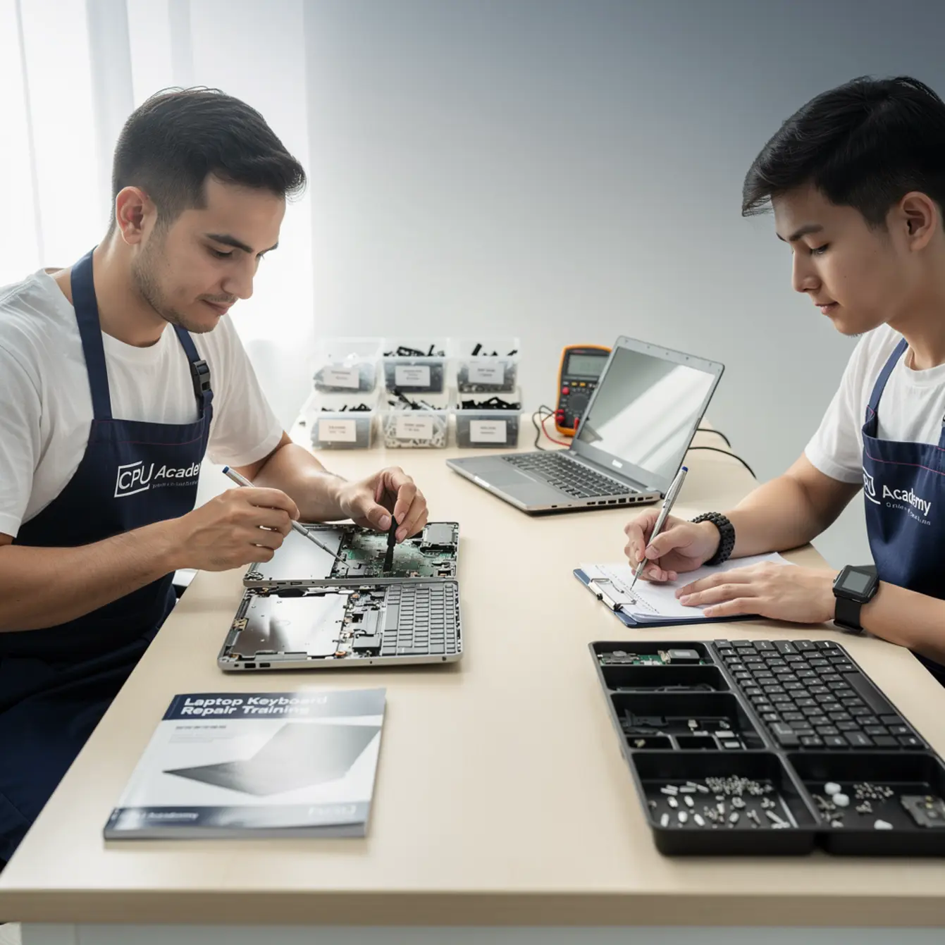 Laptop Keyboard Repair Training: Common Fixes That Save Money — body photo 3 showing Clean Light Desk Background