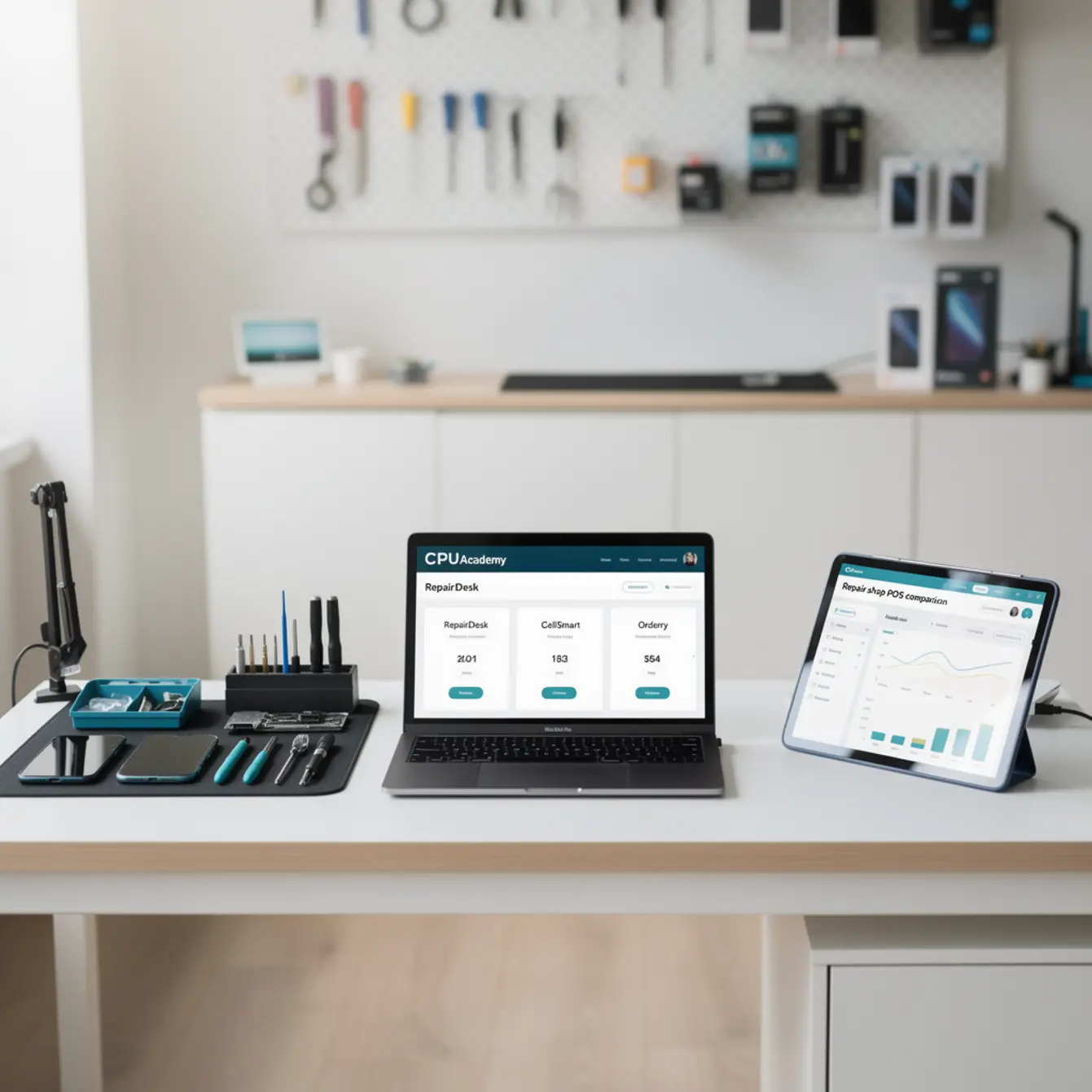 Repair Shop Software Comparison - RepairDesk vs CellSmart vs Orderry: Best POS for Repair Shops — body photo 3 showing Clean Light Desk Background