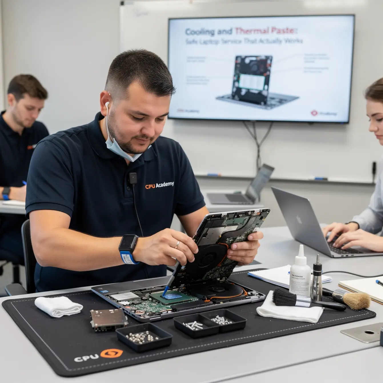 Laptop Repair Course - Cooling and Thermal Paste: Safe Laptop Service That Actually Works — body photo 1 showing Laptop Open Bench Repair