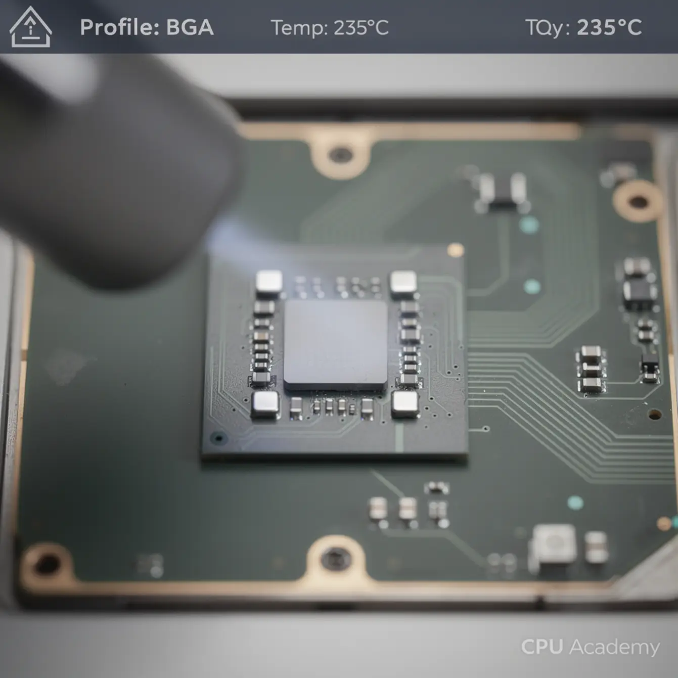 Bga Rework Phone Repair Course - Hot-Air Profiles by Package Type: QFN, BGA, and SOP — body photo 2 showing Microscope POV Solder Joint