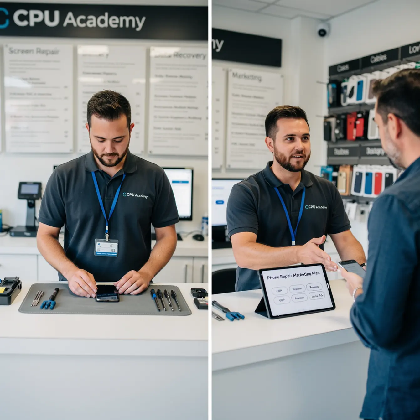 Phone Repair Marketing Plan - Phone Repair Marketing Playbook: GBP, Reviews, and Local Ads — body photo 2 showing Front Counter Customer Service