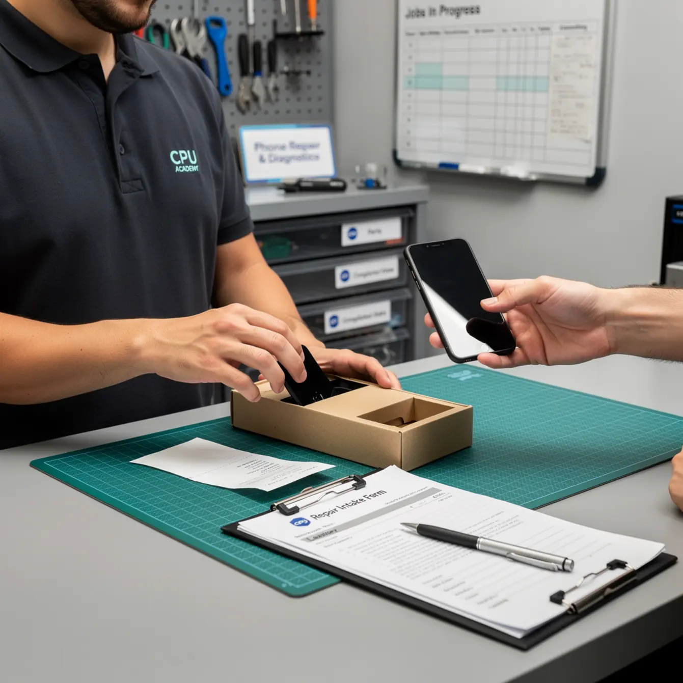 Start Phone Repair Business - Repair Intake Forms and Waivers: Templates Every Small Shop Needs — body photo 2 showing Packaging / Hand-Off Moment