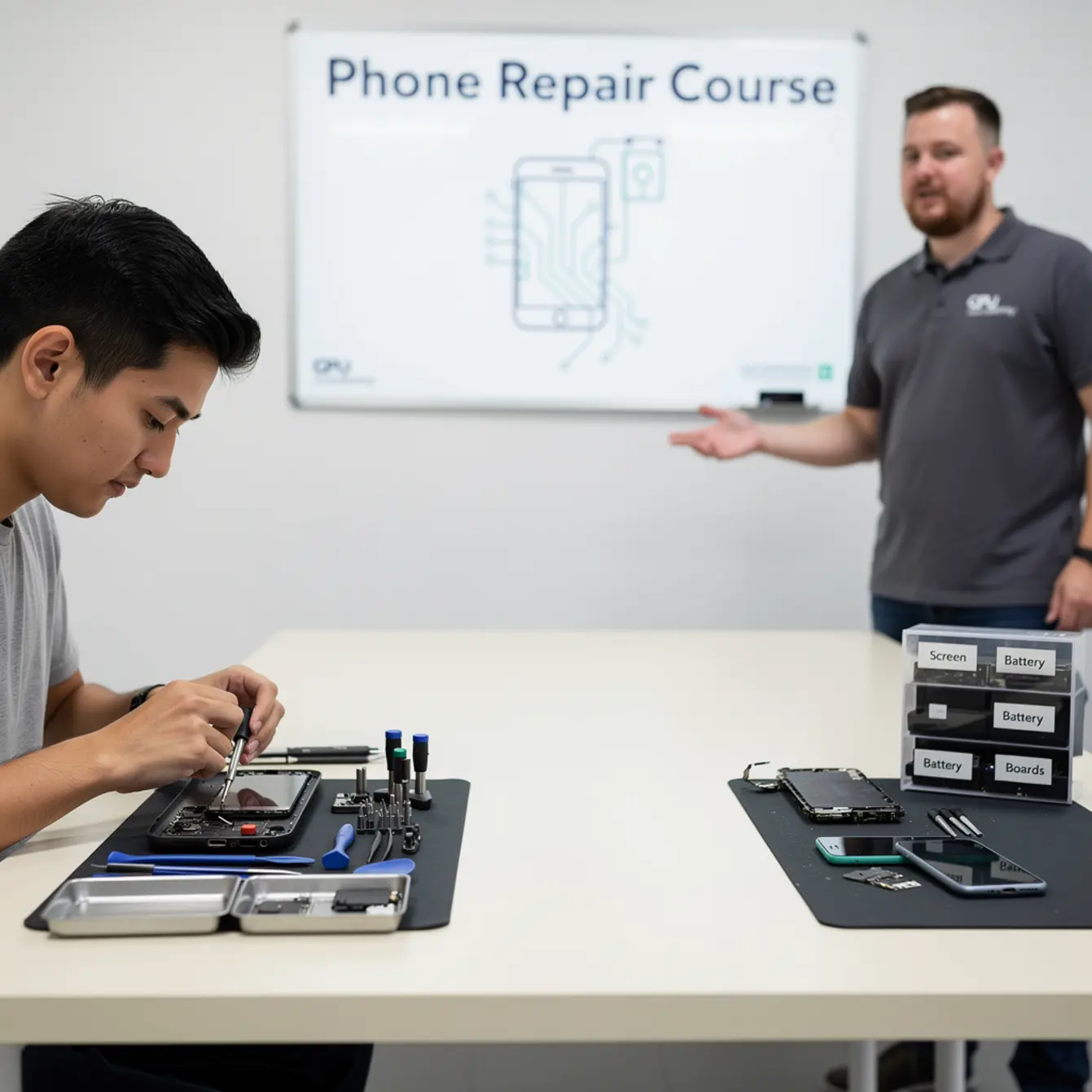 How Long Does a Phone Repair Course Take? 6-8 Weeks vs 3 Months — body photo 3 showing Clean Light Desk Background