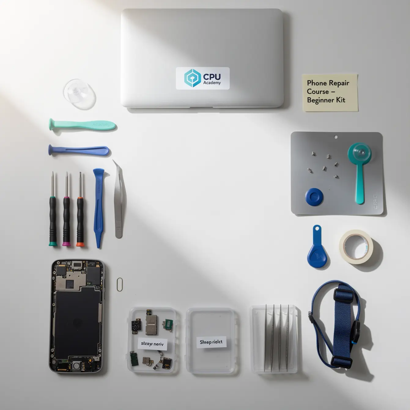 Phone Repair Toolkit For Beginners - Tools You Need for a Phone Repair Course (Beginner Kit Checklist) — body photo 3 showing Clean Light Desk Background