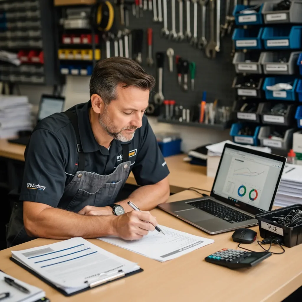 Small phone repair business scene illustrating phone repair marketing playbook: gbp, reviews, and local ads with practical shop tools and business context