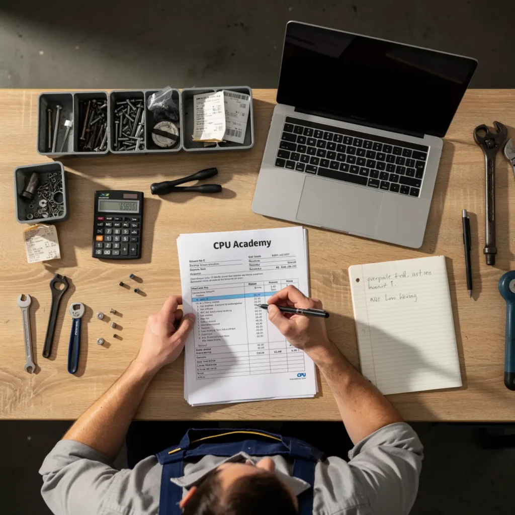 Small phone repair business scene illustrating repair intake forms and waivers: templates every small shop needs with practical shop tools and business context