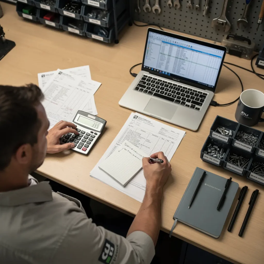 Small phone repair business scene illustrating startup costs for a phone repair business: tools, parts, and permits with practical shop tools and business context