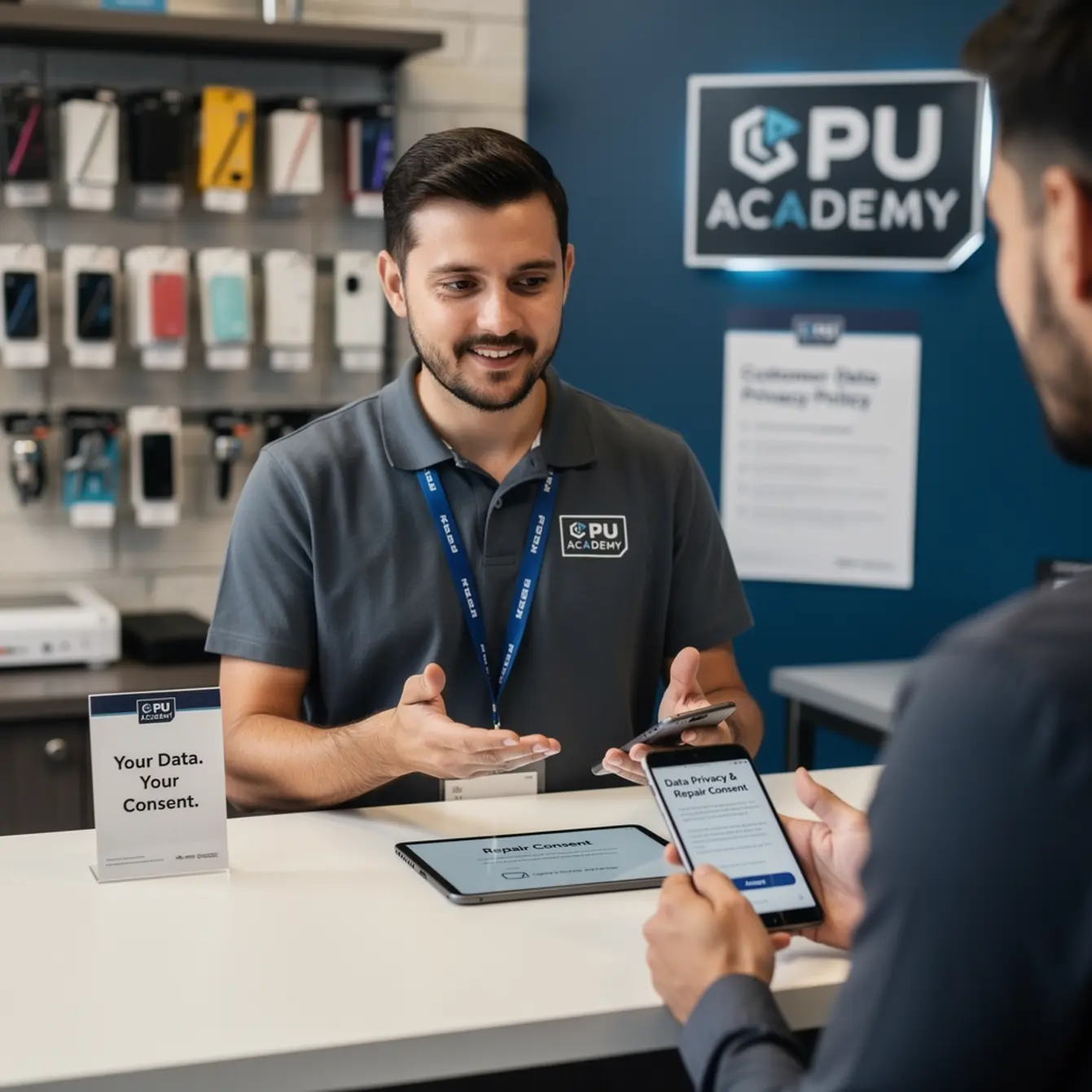 Start Phone Repair Business - Customer Data Privacy and Consent for Phone Repair Shops — body photo 1 showing Front Counter Customer Service