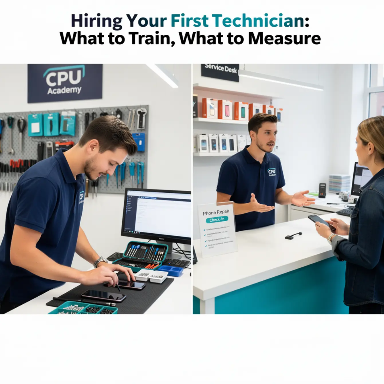 Start Phone Repair Business - Hiring Your First Technician: What to Train, What to Measure — body photo 1 showing Front Counter Customer Service