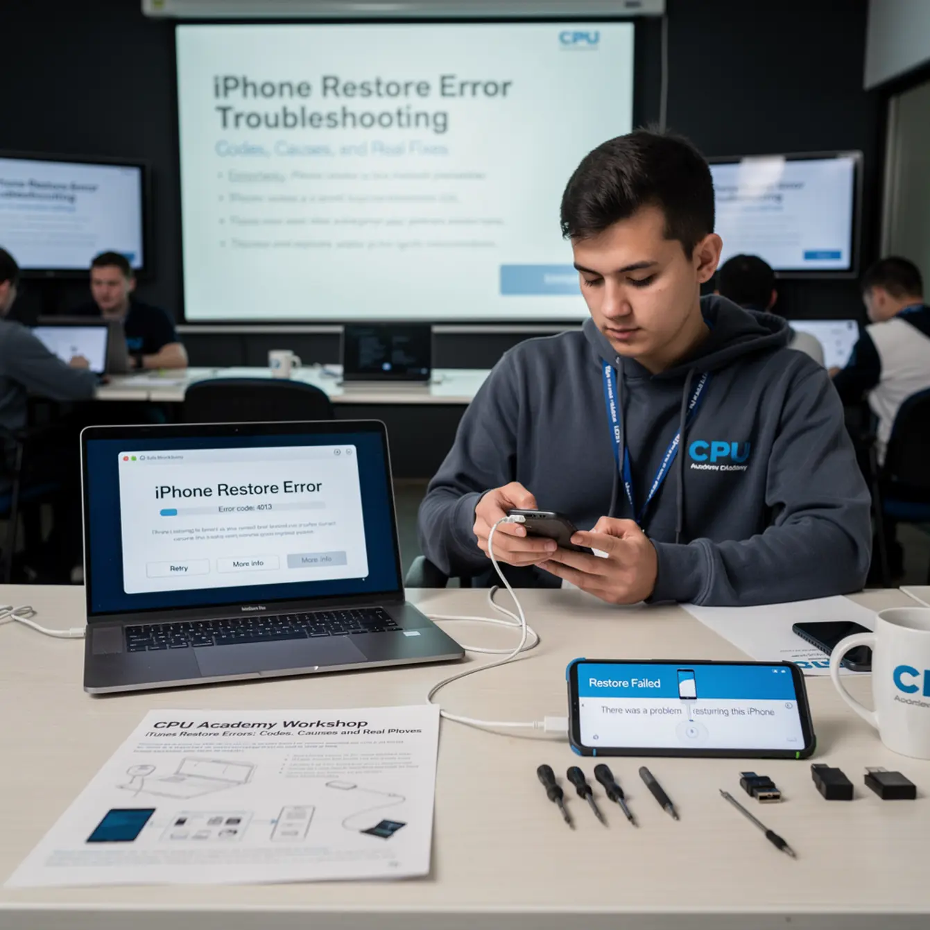 Mobile Phone Software Course - iTunes Restore Errors: Codes, Causes, and Real Fixes — body photo 1 showing Phone Restore Error Troubleshooting