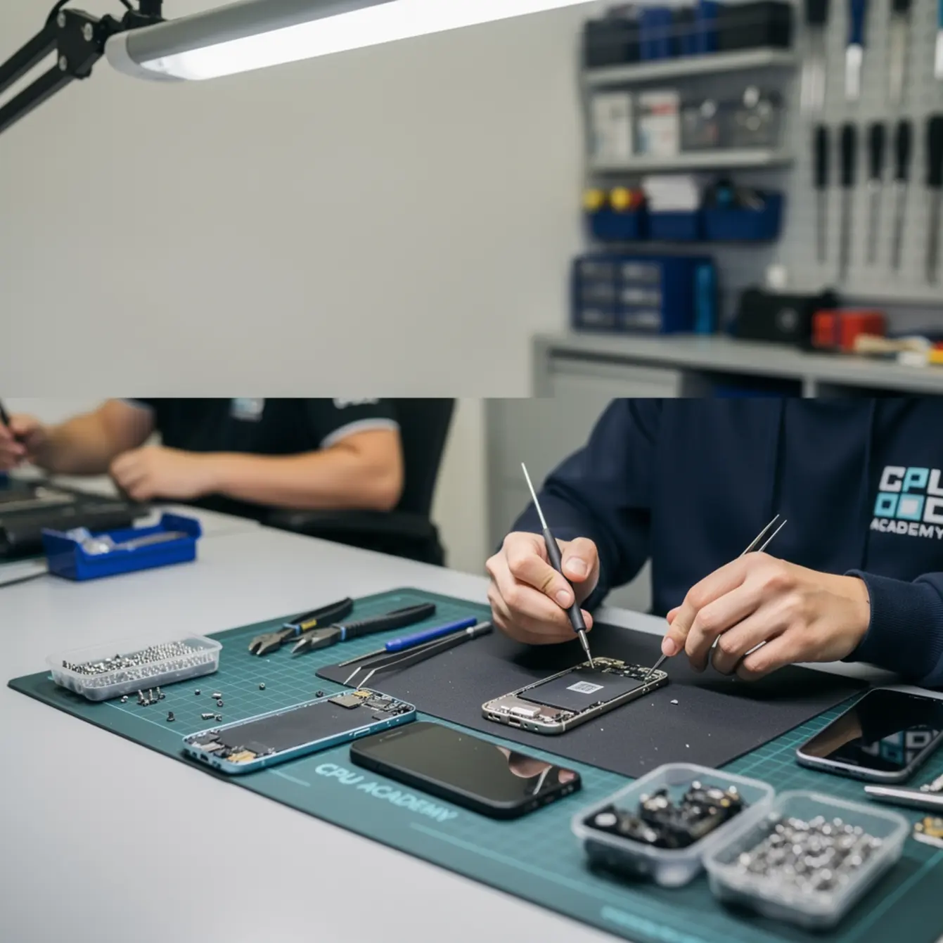 Beginner Phone Repair Course Syllabus: What You Learn Week by Week — body photo 2 showing Wide Repair Bench Hero