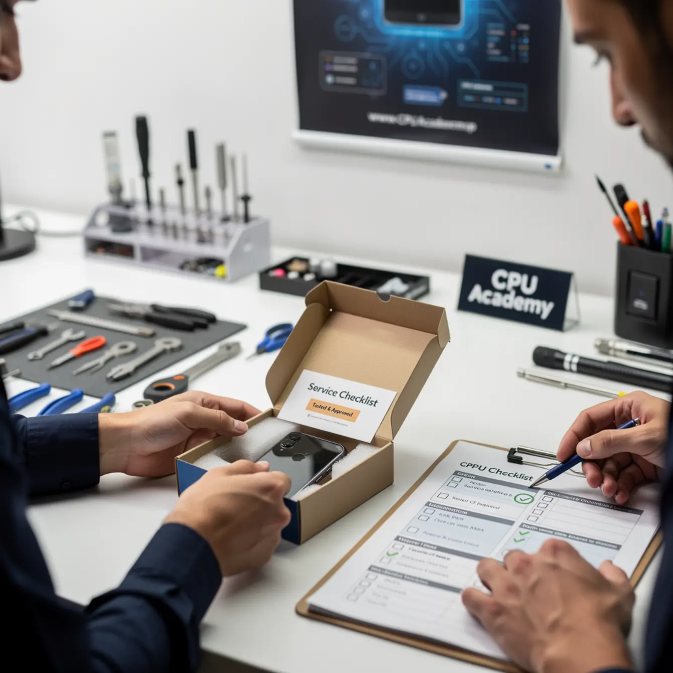 Start Phone Repair Business - Hiring Your First Technician: What to Train, What to Measure — body photo 2 showing Packaging / Hand-Off Moment