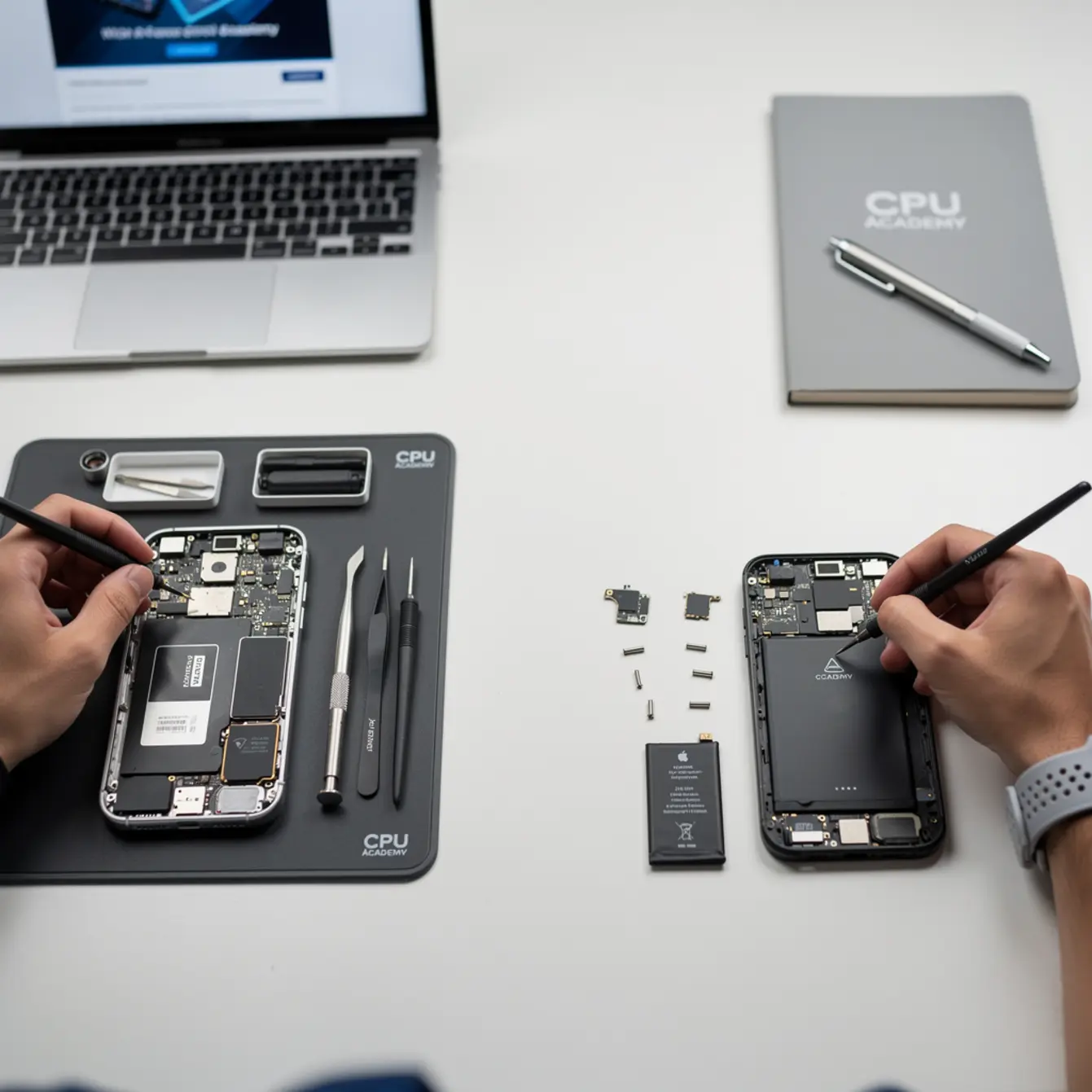 iPhone Repair Course vs Android Repair Course: Which Should You Start With? — body photo 3 showing Clean Light Desk Background