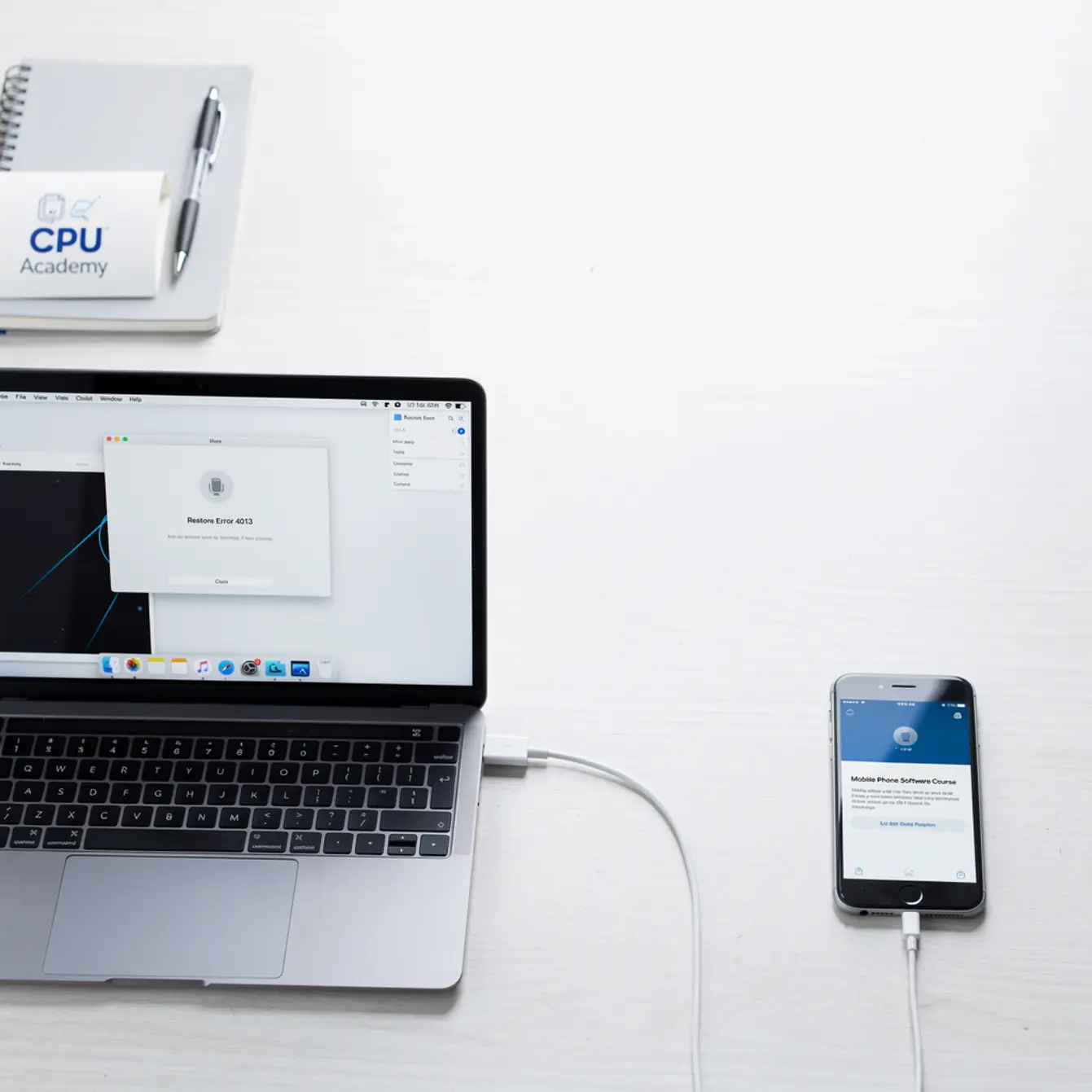 Mobile Phone Software Course - iTunes Restore Errors: Codes, Causes, and Real Fixes — body photo 3 showing Clean Light Desk Background