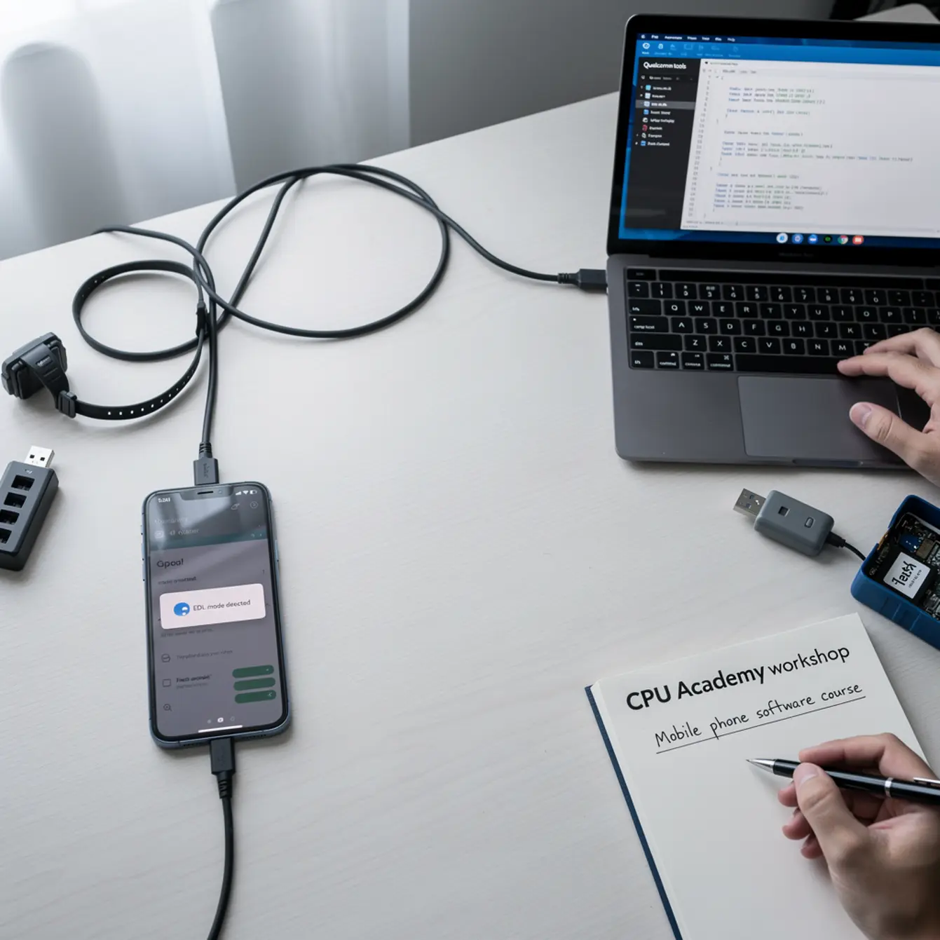 Mobile Phone Software Course - Qualcomm EDL Mode: When It Helps and When to Walk Away — body photo 3 showing Clean Light Desk Background