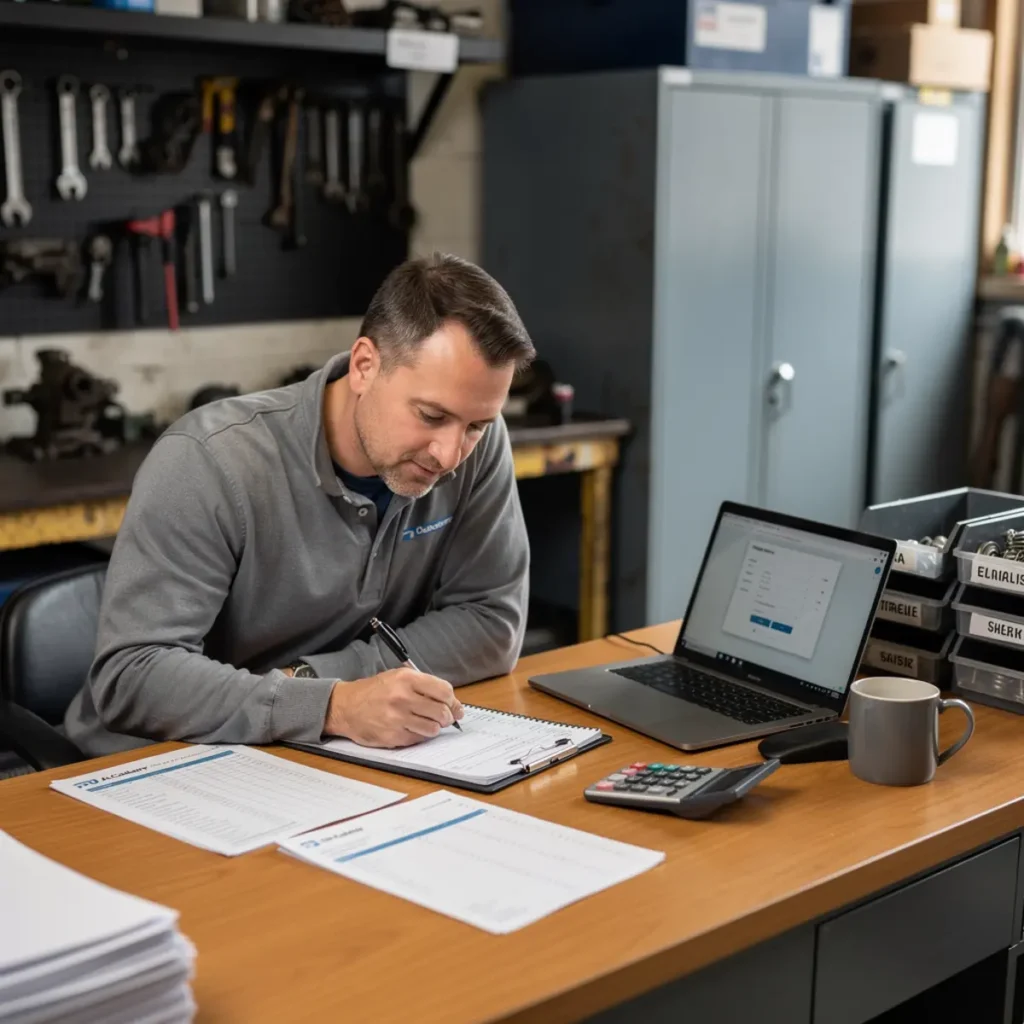 Small phone repair business scene illustrating customer data privacy and consent for phone repair shops with practical shop tools and business context
