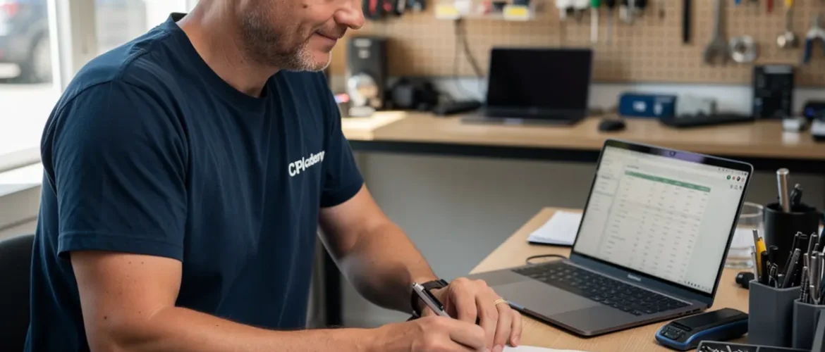 Small phone repair business scene illustrating hiring your first technician: what to train, what to measure with practical shop tools and business context