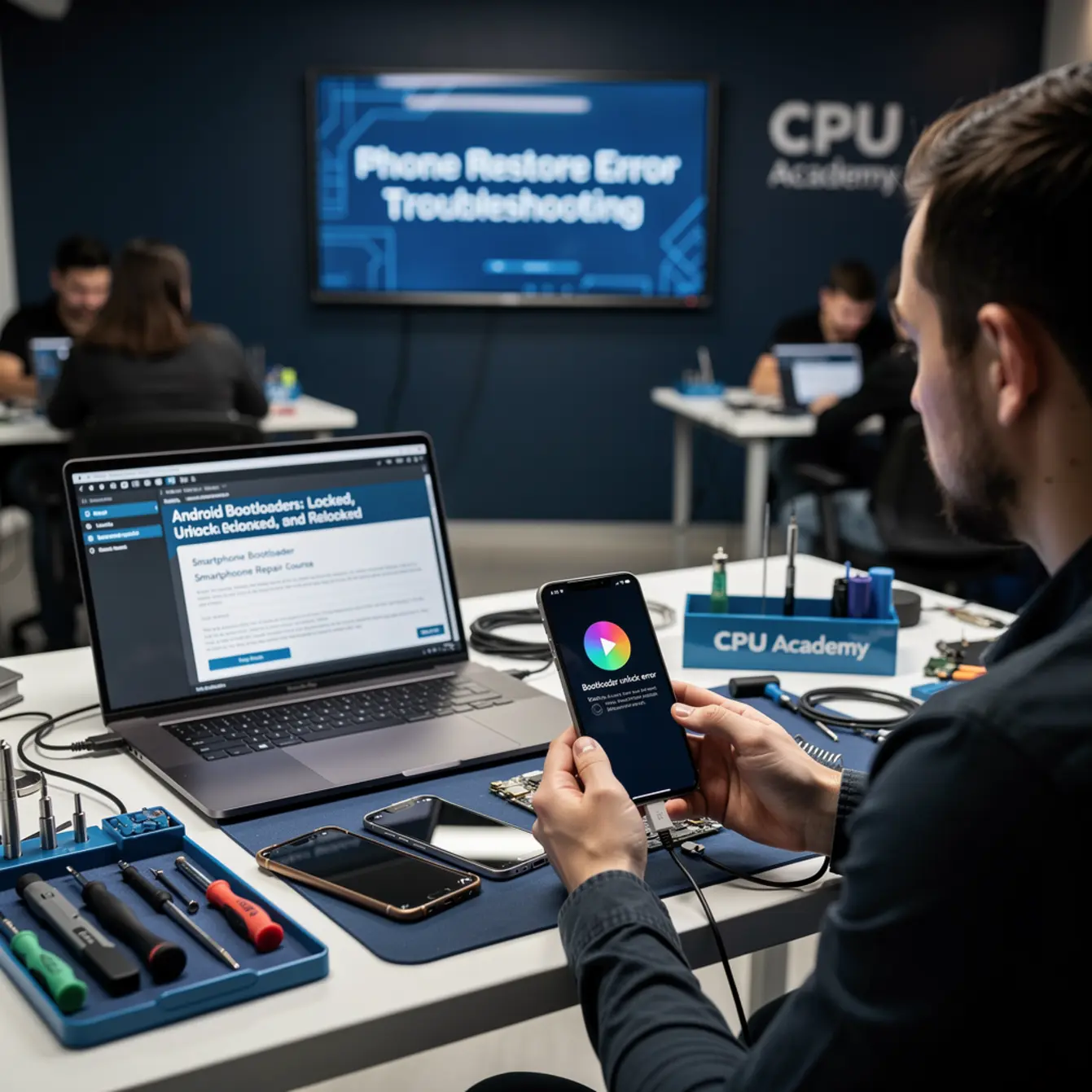 Smartphone Bootloader Repair Course - Android Bootloaders: Locked, Unlocked, and Relocked — body photo 1 showing Phone Restore Error Troubleshooting