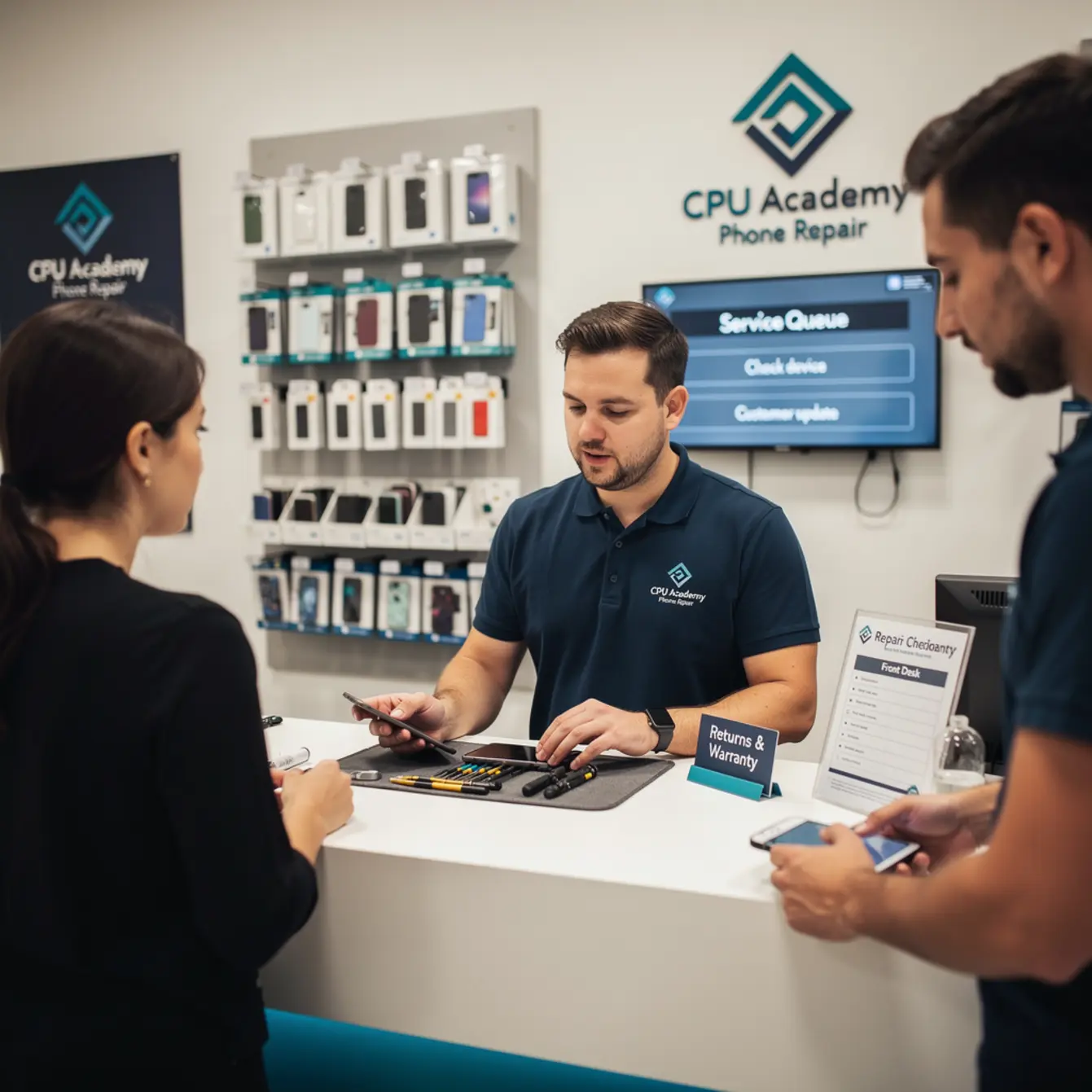 Start Phone Repair Business - Handling Returns and Comebacks Without Losing Trust — body photo 1 showing Front Counter Customer Service