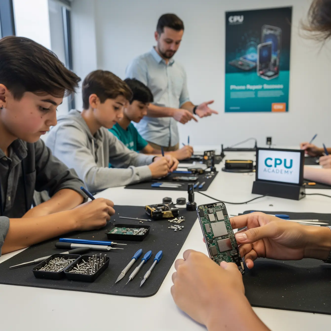Phone Repair Course for Teenagers: Parent Guide to a Real Tech Skill — body photo 1 showing Wide Repair Bench Hero