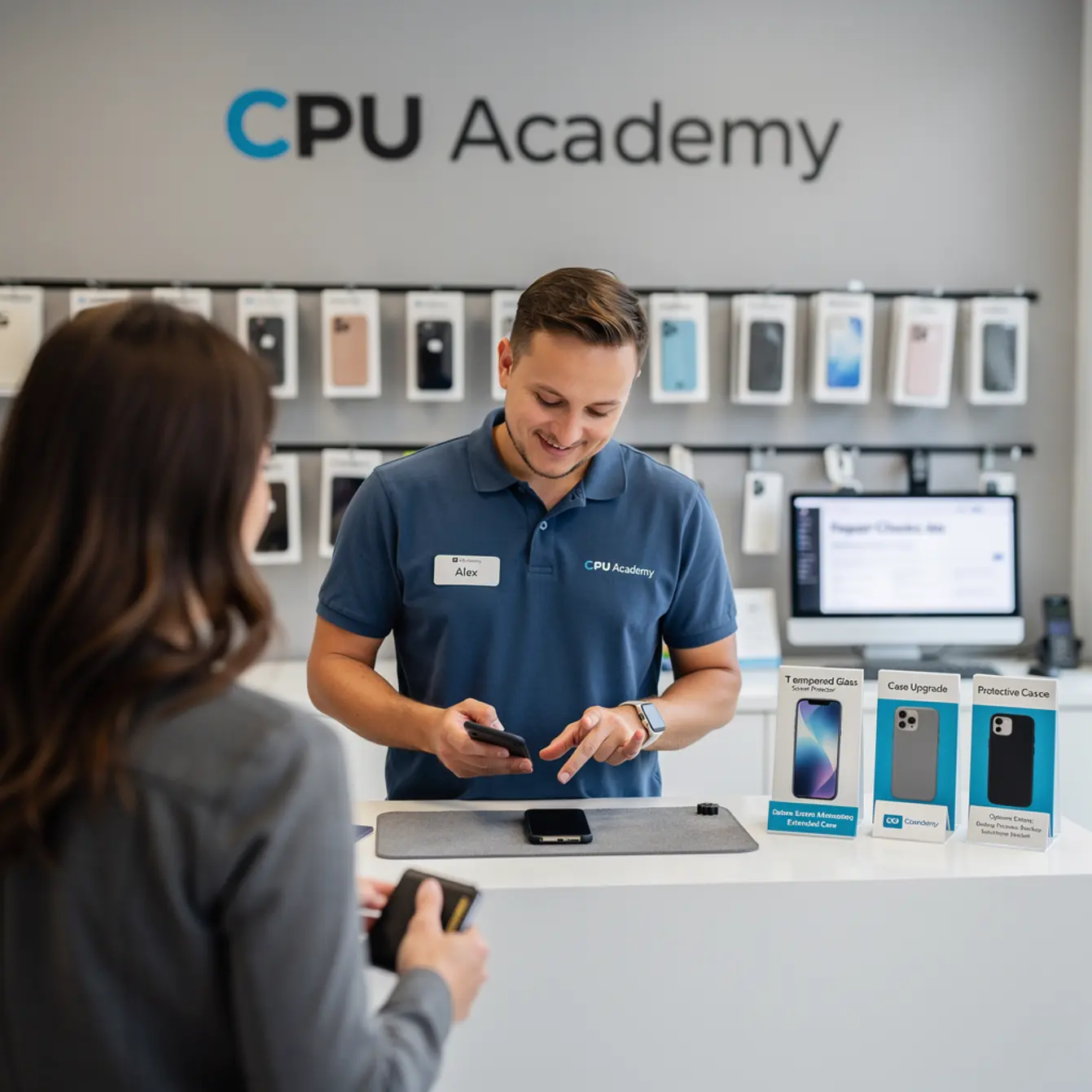 Start Phone Repair Business - Upsells That Don't Annoy Phone Repair Customers — body photo 1 showing Front Counter Customer Service