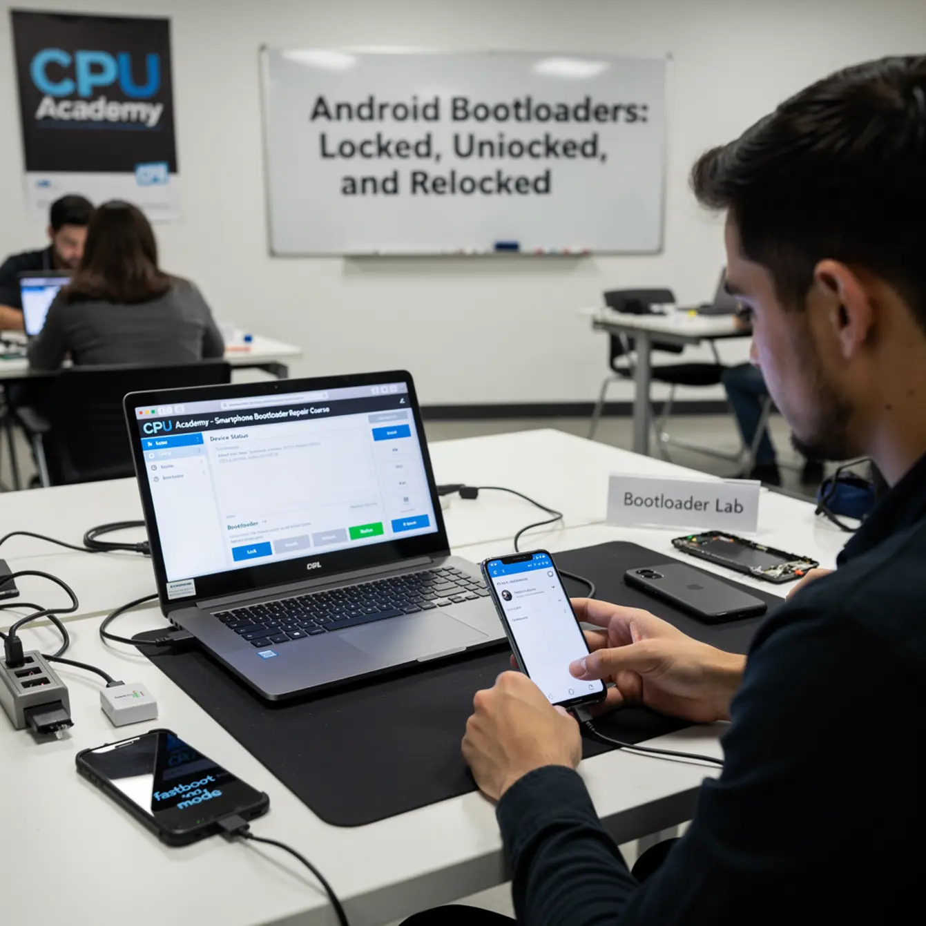 Smartphone Bootloader Repair Course - Android Bootloaders: Locked, Unlocked, and Relocked — body photo 2 showing Firmware Flashing Workstation