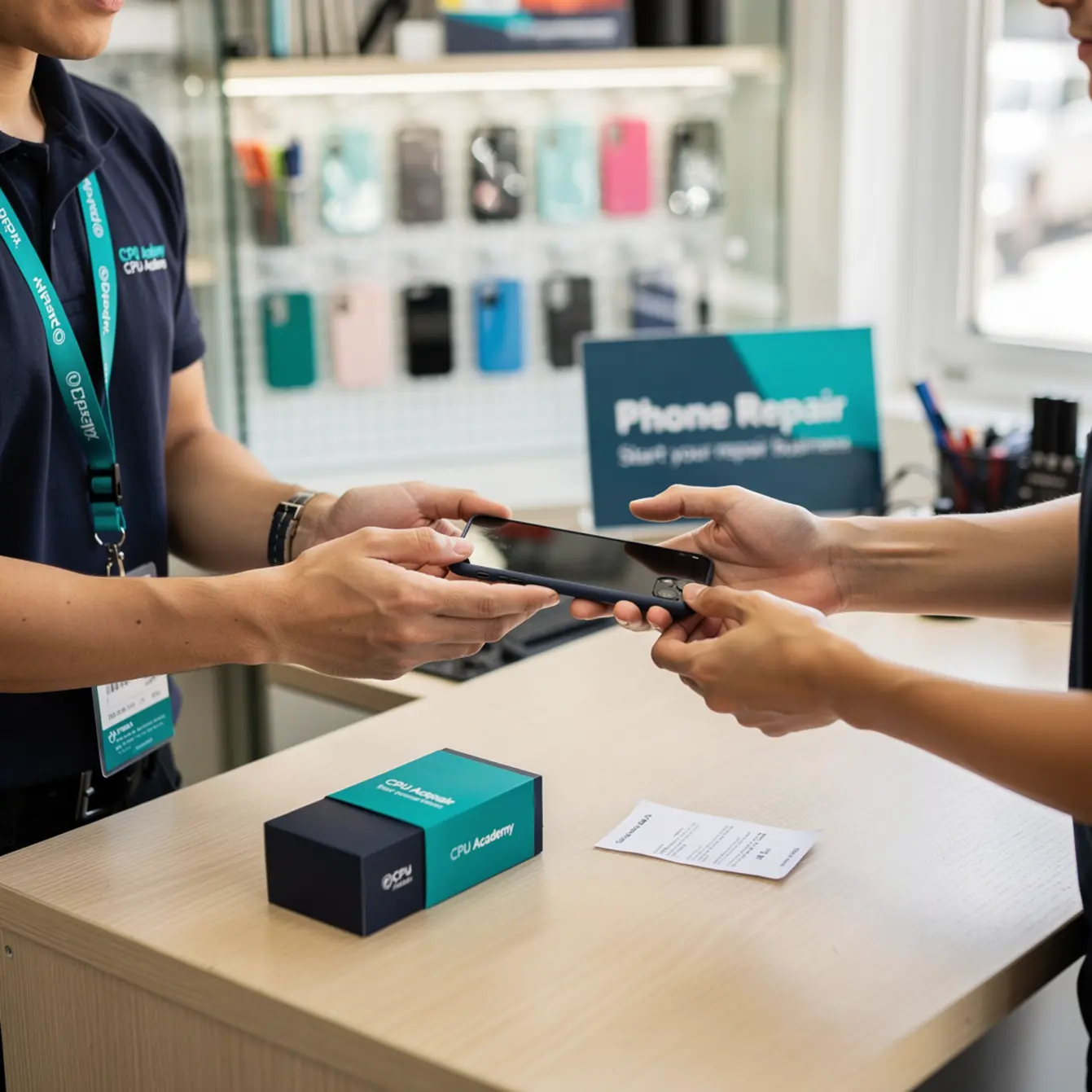 Start Phone Repair Business - Handling Returns and Comebacks Without Losing Trust — body photo 2 showing Packaging / Hand-Off Moment