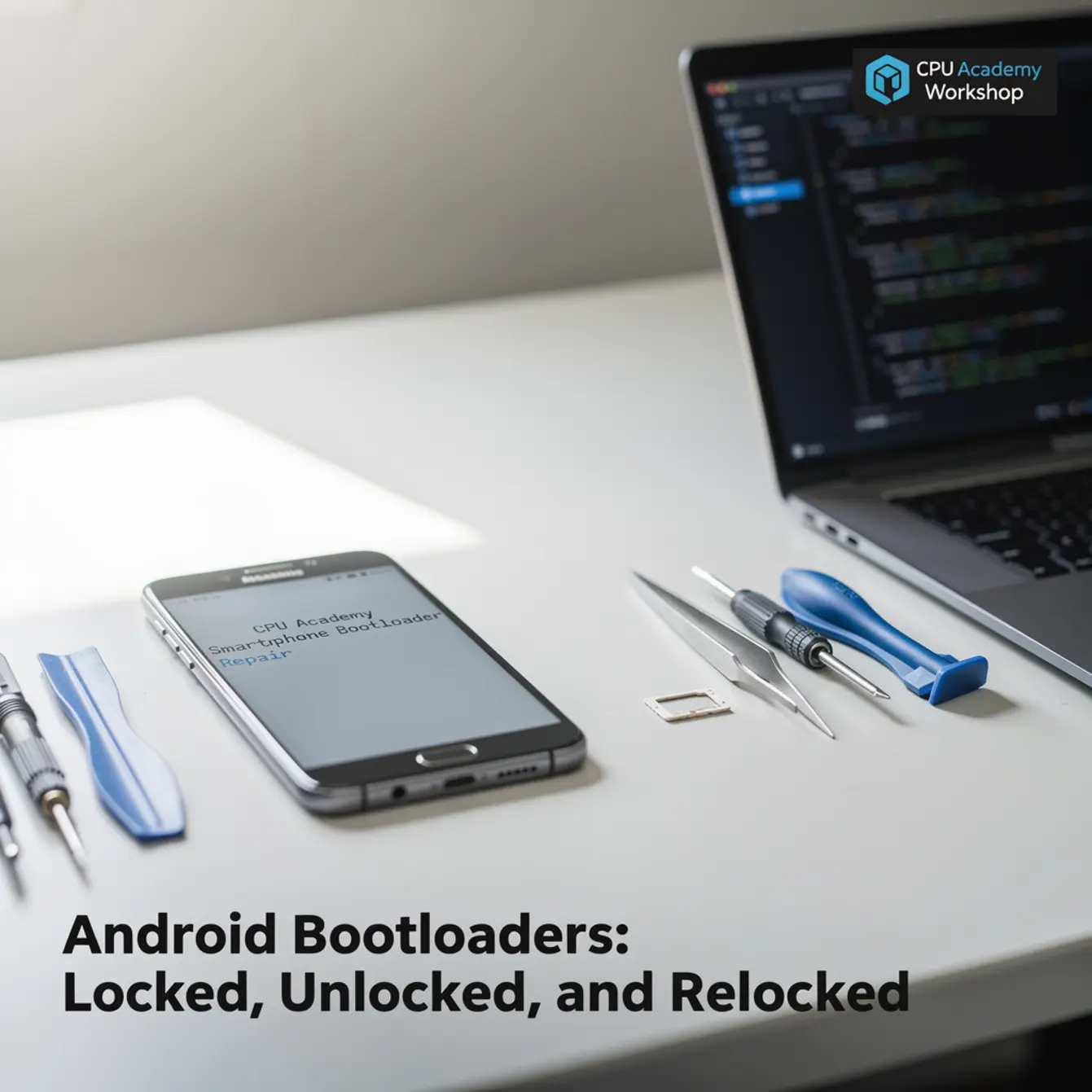 Smartphone Bootloader Repair Course - Android Bootloaders: Locked, Unlocked, and Relocked — body photo 3 showing Clean Light Desk Background