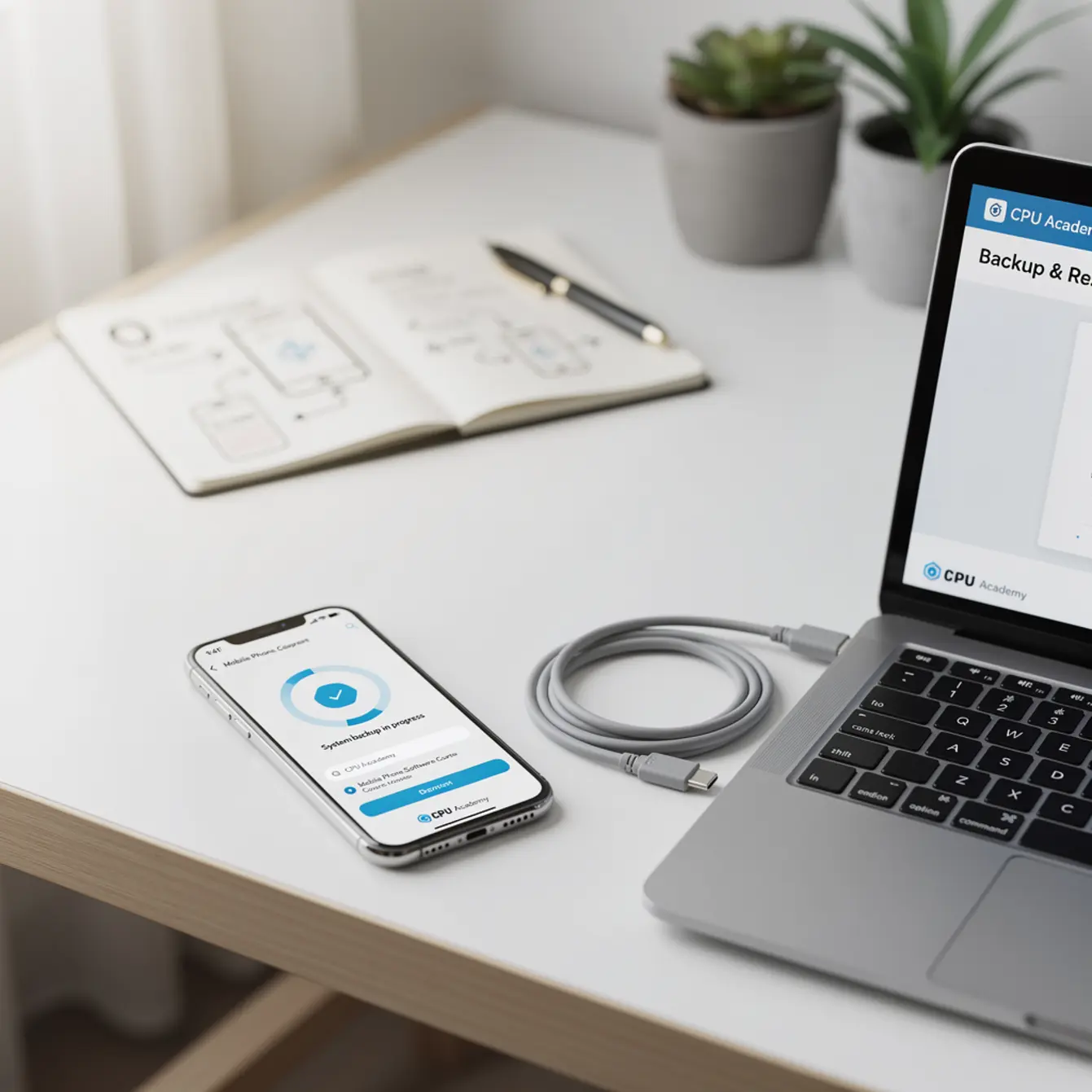 Mobile Phone Software Course - Backup and Restore Best Practices Before You Flash Anything — body photo 3 showing Clean Light Desk Background