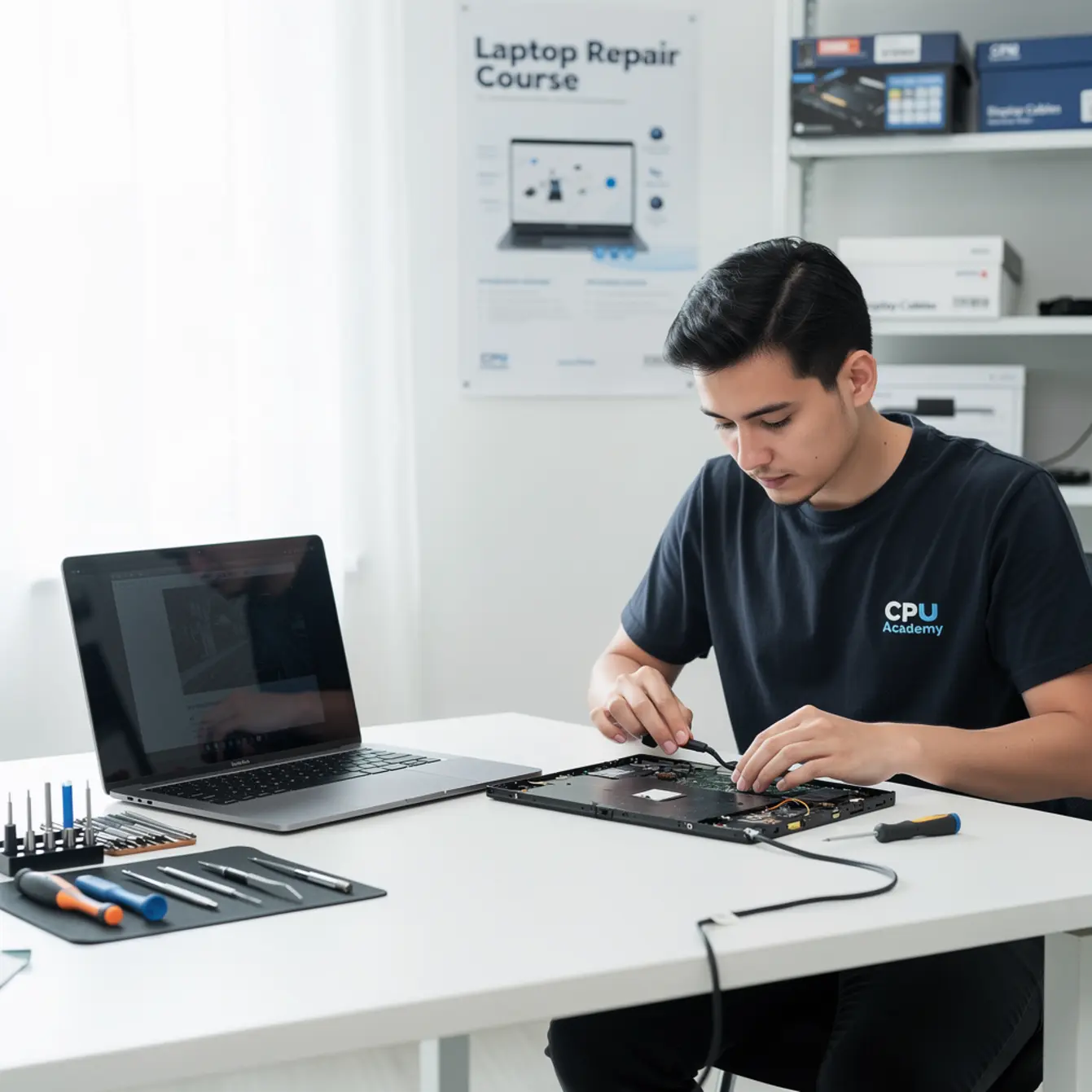 Laptop Repair Course - Display Cable and No-Backlight Issues: Where New Techs Go Wrong — body photo 3 showing Clean Light Desk Background