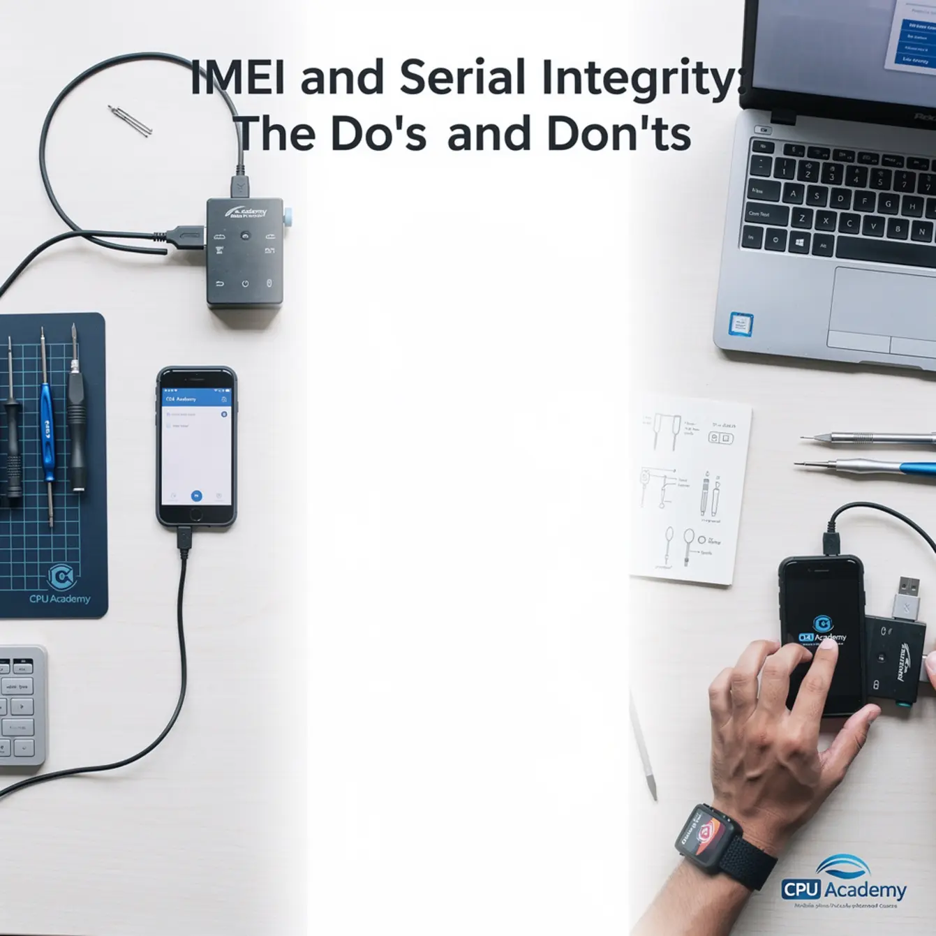Mobile Phone Software Course - IMEI and Serial Integrity: The Do's and Don'ts — body photo 3 showing Clean Light Desk Background