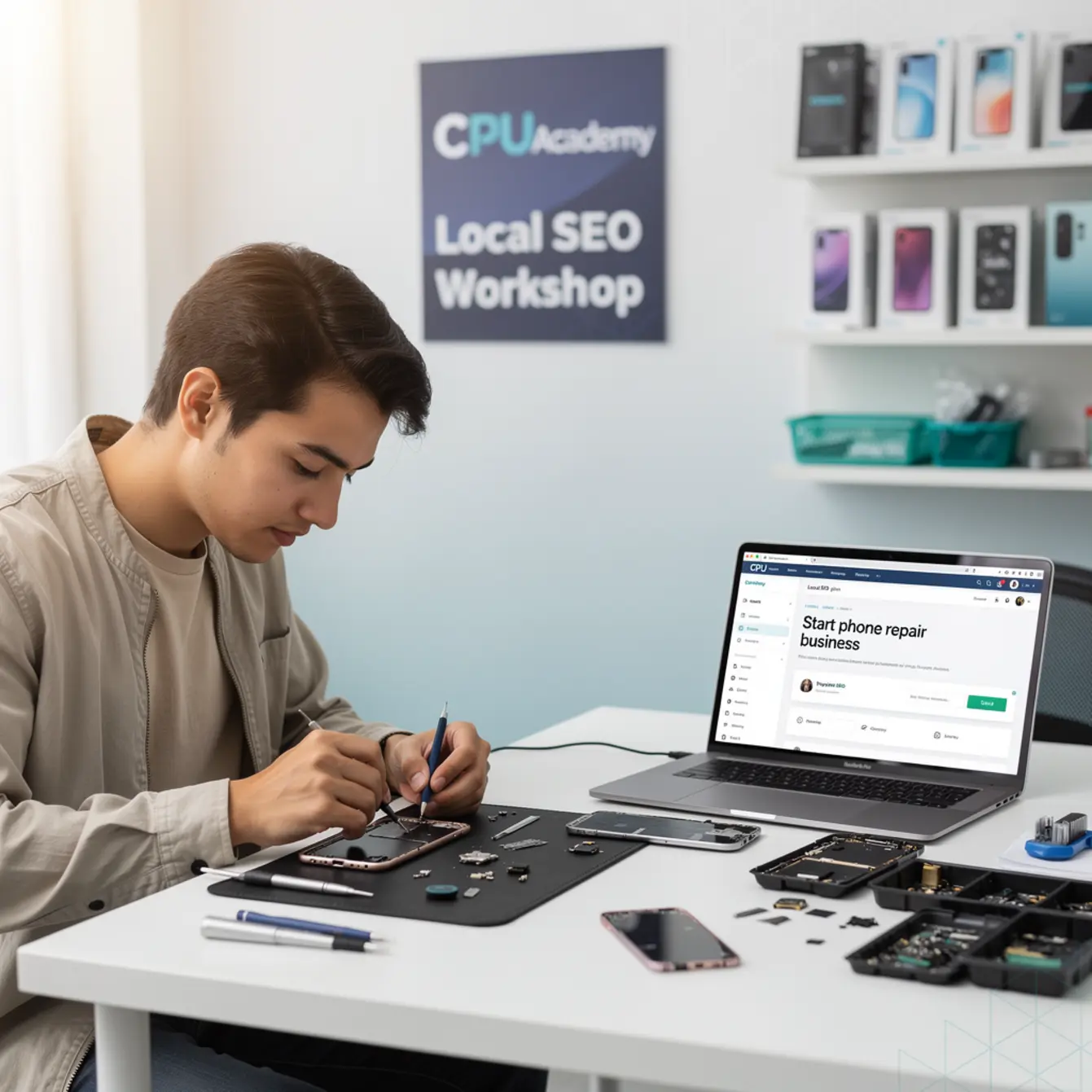Start Phone Repair Business - Local SEO for Phone Repair Shops: 2026 Update — body photo 3 showing Clean Light Desk Background