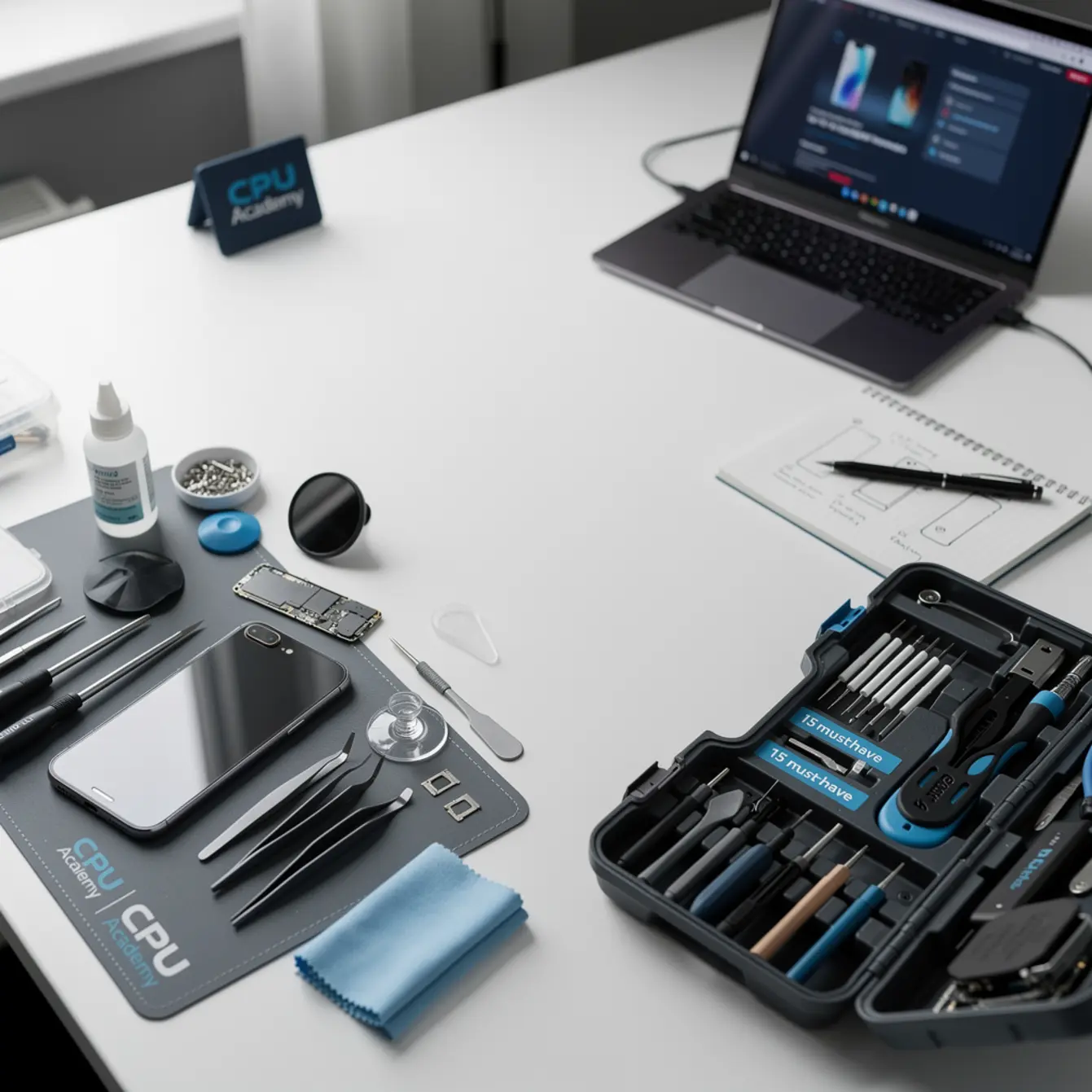 Phone Repair Course - Phone Repair Toolkit for Beginners: 15 Must-Haves Before Your First Repair — body photo 3 showing Clean Light Desk Background