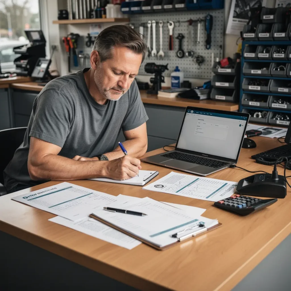 Small phone repair business scene illustrating handling returns and comebacks without losing trust with practical shop tools and business context