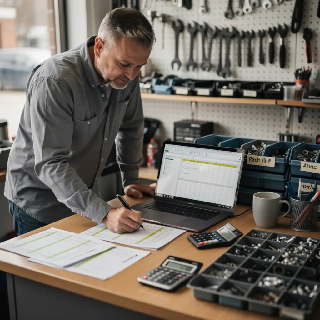 Small phone repair business scene illustrating holiday promotions that actually work for repair businesses with practical shop tools and business context