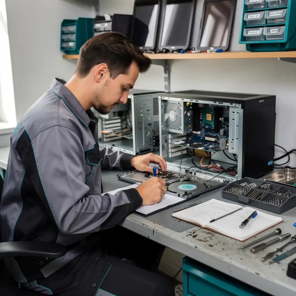 Phone repair training scene illustrating top mistakes beginners make when learning phone repair with real devices, tools, and hands-on learning context
